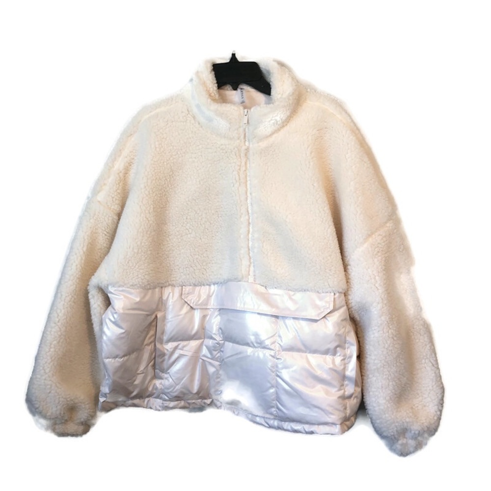 Fabletics Sherpa And Woven Puffer Sz 1x - image 1